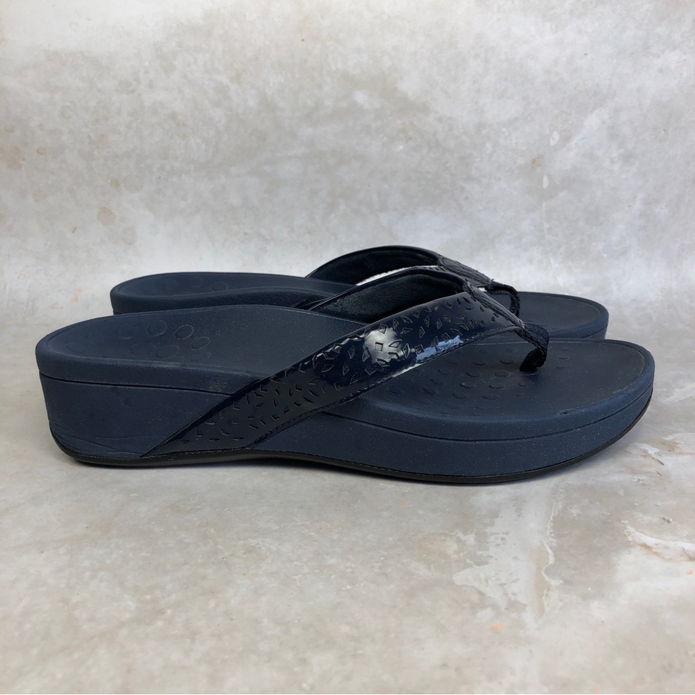 Vionic Zuma Womens Size 8 Navy Blue Platform Sandals 2022-9e19